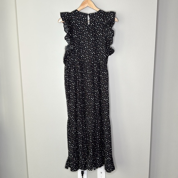 Universal Thread Cotton Ruffle Sleeveless Maxi Dress in Black Floral Size Large - Picture 6 of 9